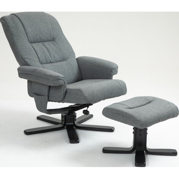 Relaxsessel grau mit Fußhocker - Oslo