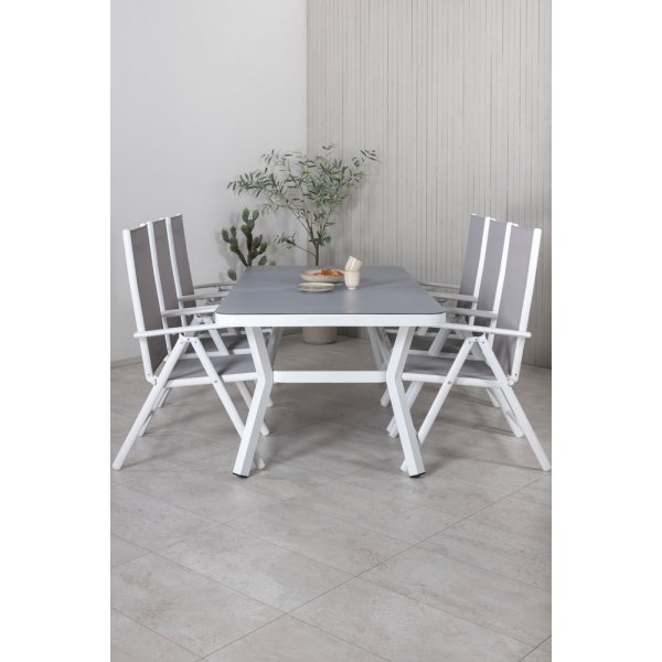 Virya Outdoor-Essset mit 6 Break-Stühlen - Grau/Weiß