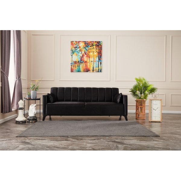 3-Sitzer-Schlafsofa - Schwarz