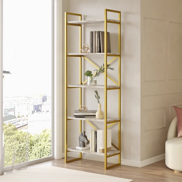 Voyage Bücherregal 3 Marmor/Gold