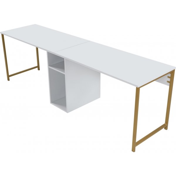 Twin-Schreibtisch - Weiß/Gold