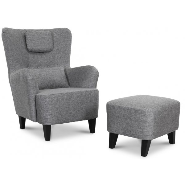 Harmony Sessel mit Fußhocker - grau
