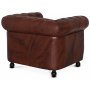 Chesterfield-Sessel aus braunem Leder - Old England + Fleckentferner für Möbel