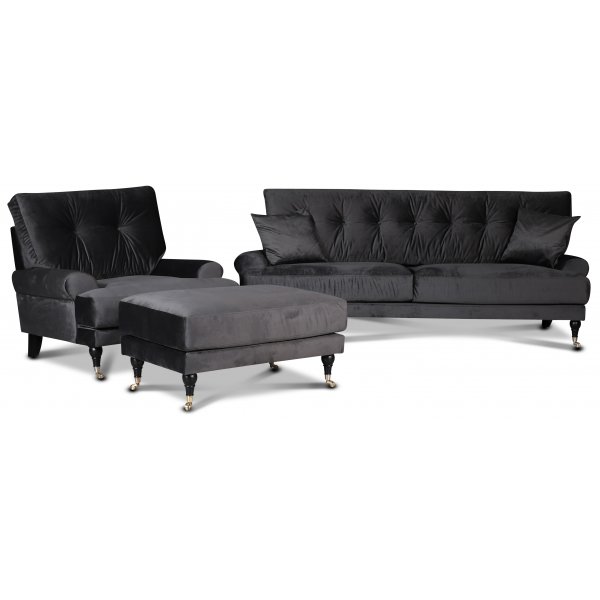 Adena 3-Sitzer Sofa - Dunkelgrauer Samt
