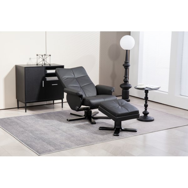 Duvnäs Reclinersessel mit Fußhocker - schwarzes PU