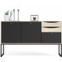 Stubble-Sideboard mit 3 Türen und 2 Schubladen - Schwarz/Eiche