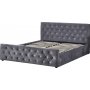 Doppelbett grauer Samt 180 x 200 cm - Dubai + Möbelfüße