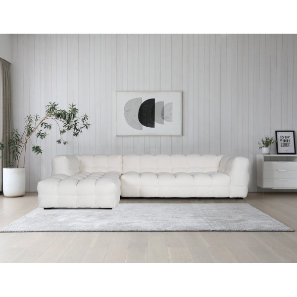 Diwansofa Bouclè cremeweiß 322 cm