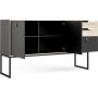 Stubble-Sideboard mit 3 Türen und 2 Schubladen - Schwarz/Eiche