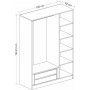 Cavolo Kleiderschrank 135 cm - Anthrazit/Schwarz