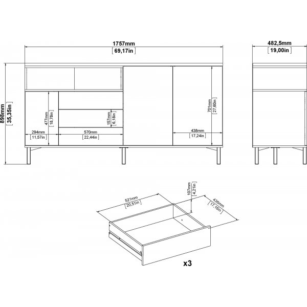 Roomer Sideboard - Schwarz/Walnuss