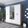 Bardo Kleiderschrank 210 x 51,5 x 210 cm - Walnuss/Weiß