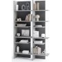 Tiefes Regal mit LED-Beleuchtung links - Grau