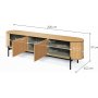 Medienbank 200 cm - Vicenza Eiche/Schwarz