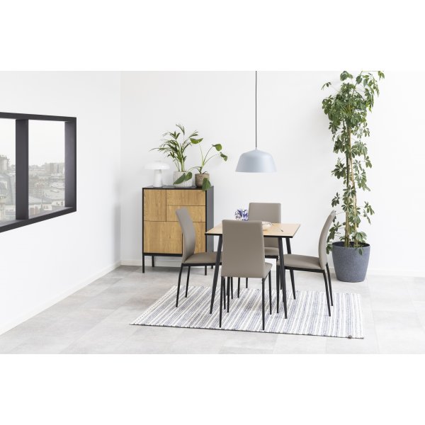 Wilma Esstisch 80 cm - Eiche/schwarz