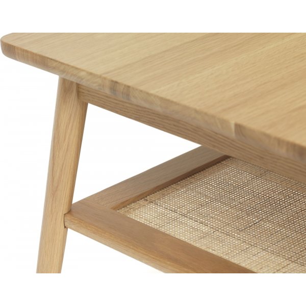 Yuma Couchtisch aus geölter Eiche mit Ablage aus Rattan