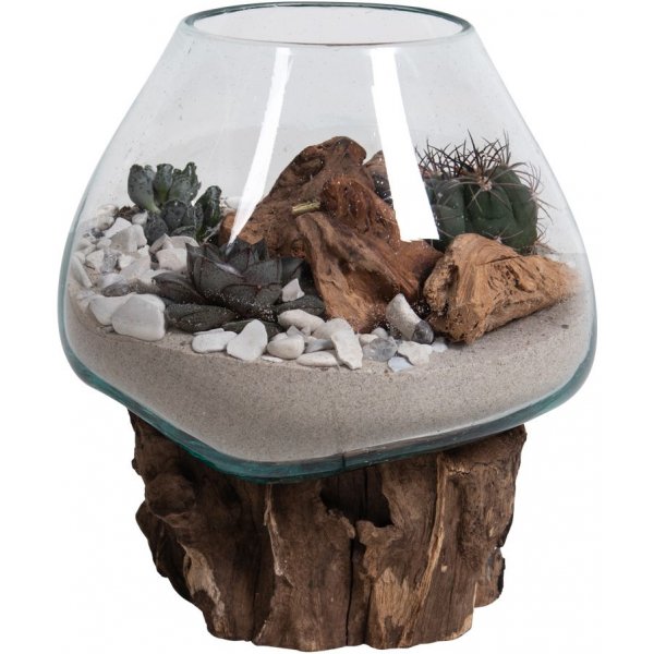 San Marino Wassertropfenvase - Teak/Glas - 15-20 cm