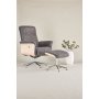 Relaxsessel mit Fußhocker - Graues Schaffellimitat/weiß getünchte Eiche