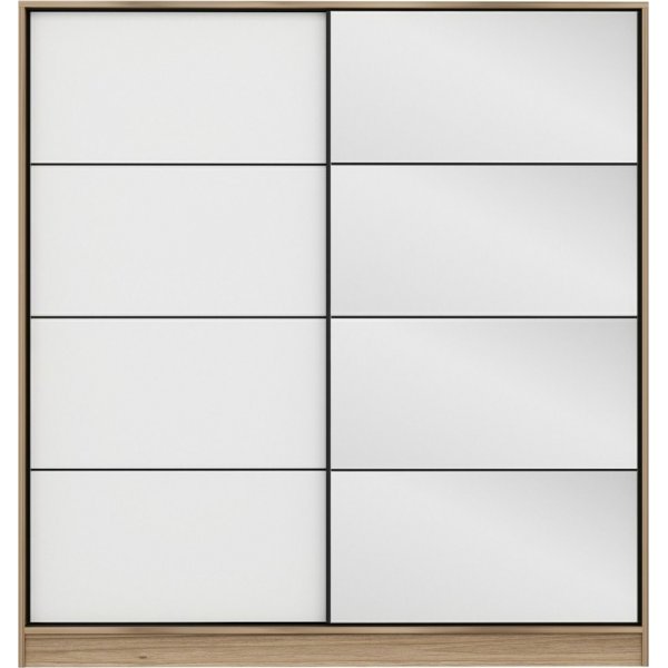 Kapusta Kleiderschrank mit Spiegeltür, 180 cm - Braun/Weiß
