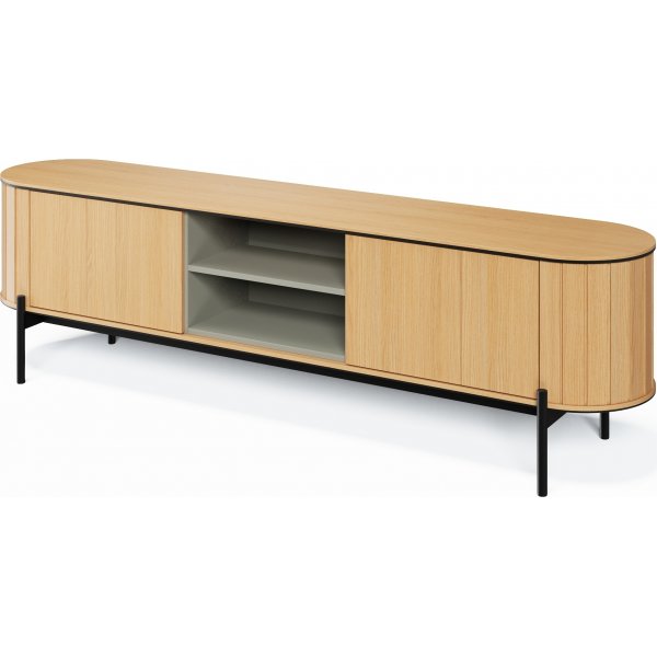 Medienbank 200 cm - Vicenza Eiche/Schwarz