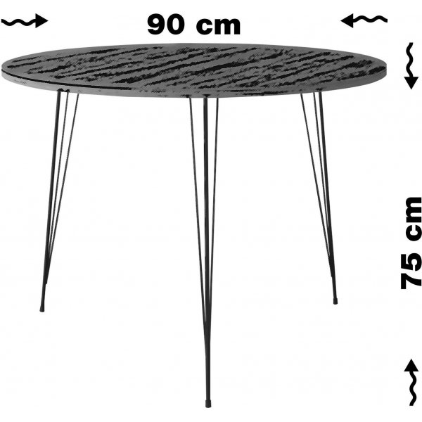 Sandalf Esstisch 90 cm - Schwarzer Marmor