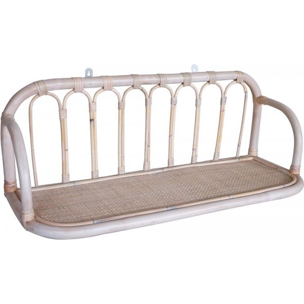 Fammy Wandregal aus Rattan 80 cm - Whitewash