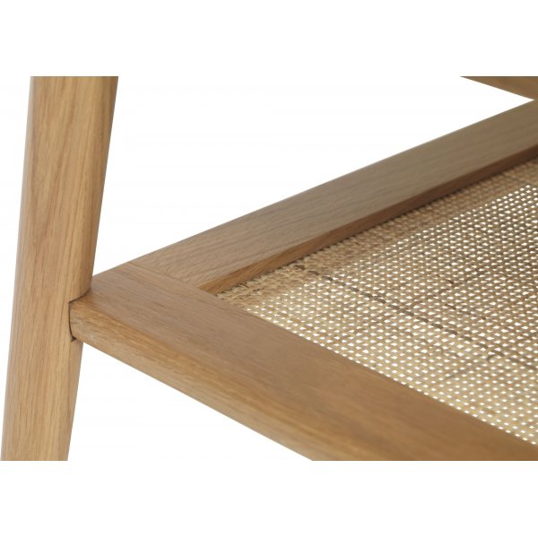 Yuma Couchtisch aus geölter Eiche mit Ablage aus Rattan