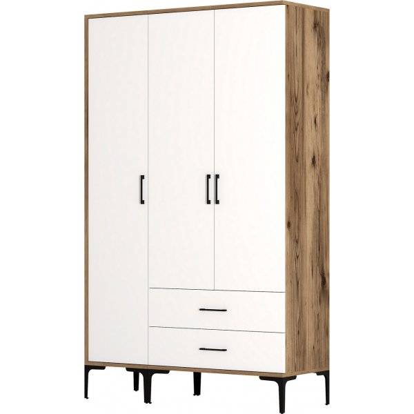 Kumsal Kleiderschrank 9 Walnuss/Weiß