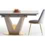Valentino Esstisch 160-220 x 90 cm - Grauer Marmor/Hellgrau/Gold
