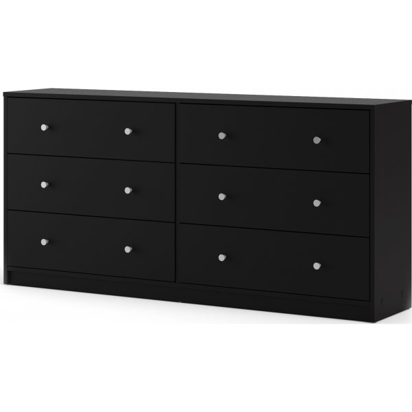 Schwarze Kommode May mit 6 Schubladen