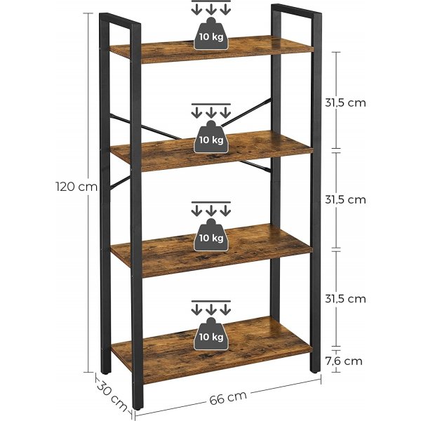 Petter Bücherregal 66 x 120 cm - Braun/Schwarz