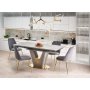 Valentino Esstisch 160-220 x 90 cm - Grauer Marmor/Hellgrau/Gold