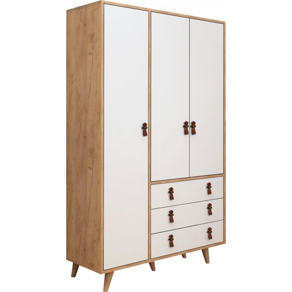 Musso Kleiderschrank 120x52x187 cm - Eiche/Weiß