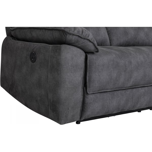 Coventry 3-Sitzer-Sofa mit elektrischer Liegefunktion, graue Mikrofaser