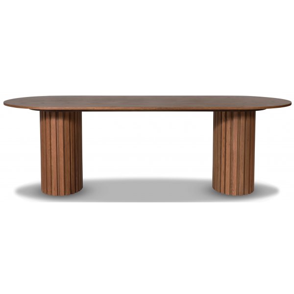 PiPi Essgruppe ovaler Esstisch 240 cm Nussbaum + 6 Bertil Esszimmerstühle - Nussbaum + 4.00 x Möbelfüße