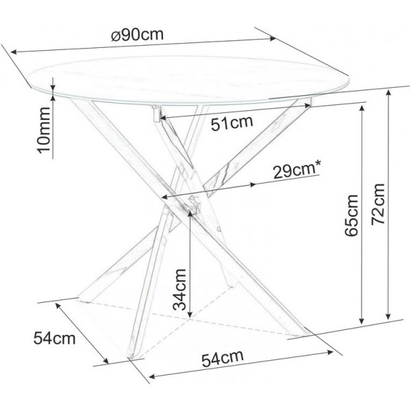 Charlotte runder Esstisch Ø90 cm - Chrom / Glas