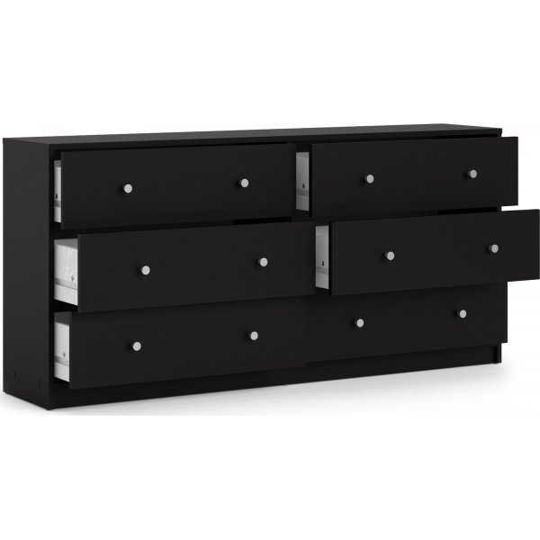 Schwarze Kommode May mit 6 Schubladen