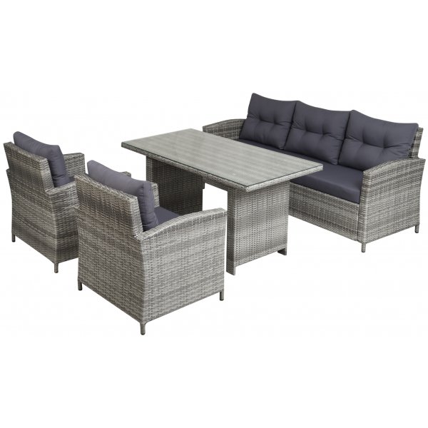 Santiago Outdoor-Gruppe aus synthetischem Rattan - Grau