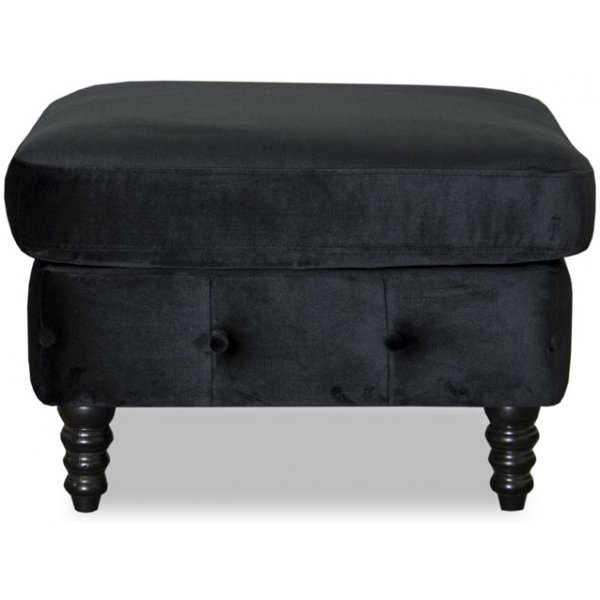 Ashford Chesterfield Fußhocker - Schwarzer Samt