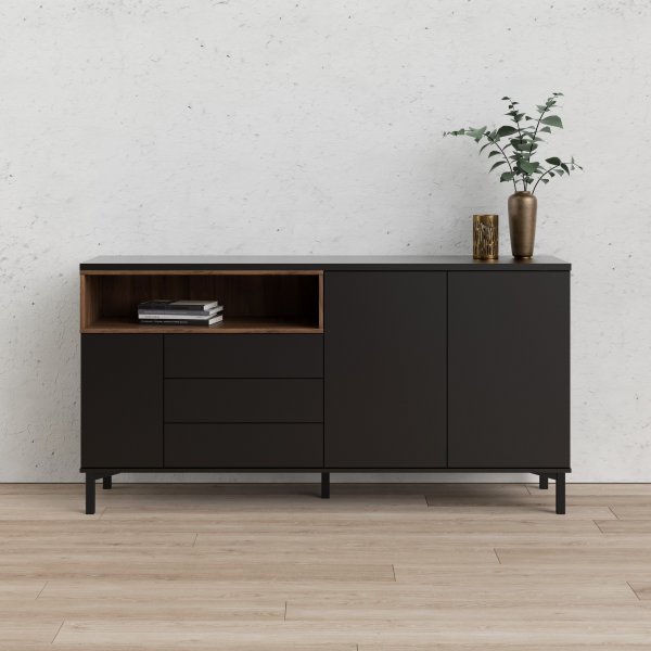 Roomer Sideboard - Schwarz/Walnuss