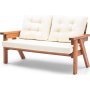 Outdoor-Sofa 3-Sitzer - Creme/Walnuss