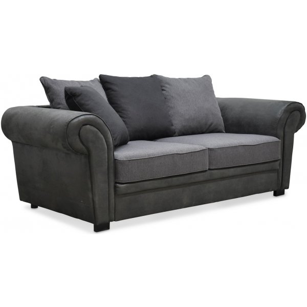 Delux 2-Sitzer-Sofa mit Kissen - Grau/Anthrazit/Vintage + Fleckentferner für Möbel