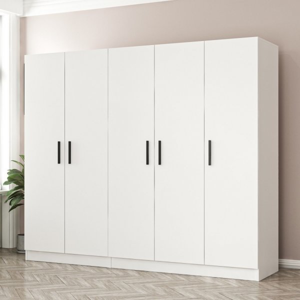 Rizada Kleiderschrank 225x52x190 cm - Weiß