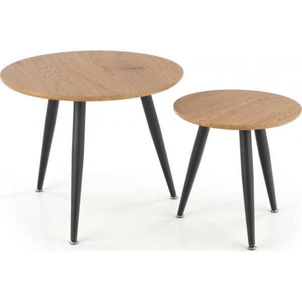 Runder Couchtisch Ø40/59 cm - Eiche/schwarz