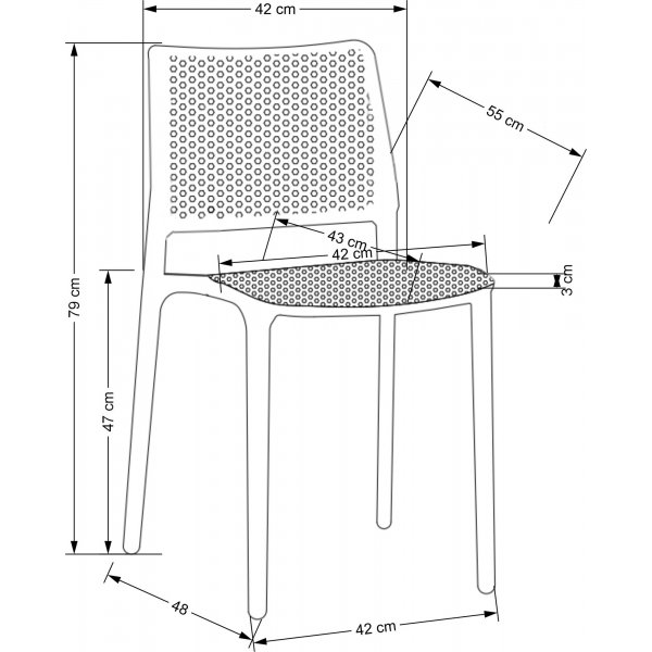 Cadeira stapelbarer Esszimmerstuhl 514 - Schwarz