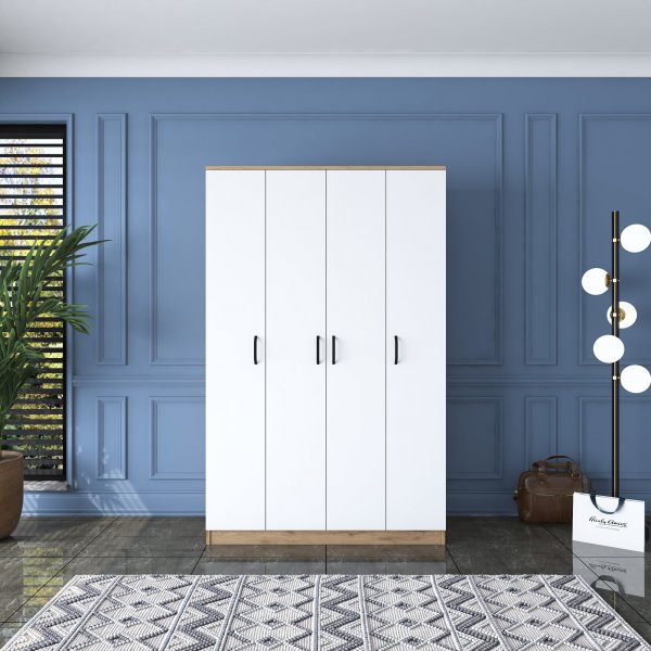 Baden Kleiderschrank 16 - Nussbaum/weiß