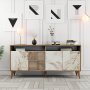 Milan Sideboard 160 cm - Nussbaum/weißer Marmor
