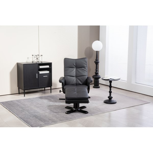 Duvnäs Reclinersessel mit Fußhocker - schwarzes PU