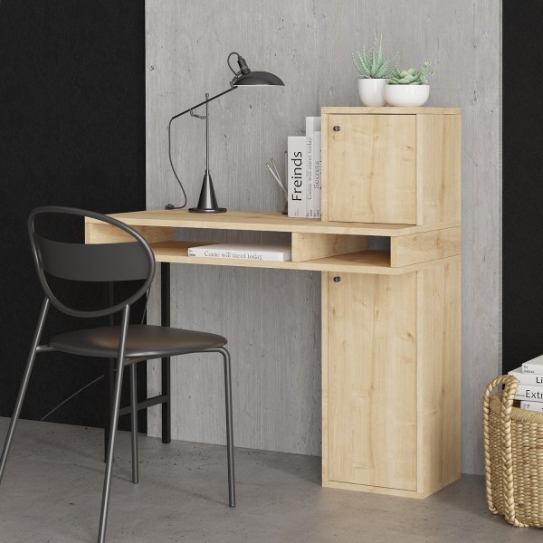 Dora Schreibtisch Eiche/Schwarz - 102 x 45 cm