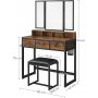 Schminktisch Jennie 90 x 40 cm - Braun/Schwarz